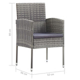 5 Piece Garden Dining Set Grey - Low Angle
