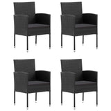 5 Piece Garden Dining Set Black - Top-Down View