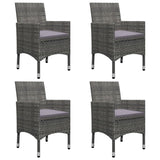 5 Piece Garden Dining Set Grey - 45-Degree Angle