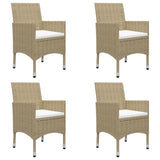 5 Piece Garden Dining Set Beige - 45-Degree Angle