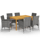 7 Piece Garden Dining Set Grey