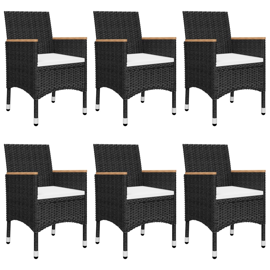 7 Piece Garden Dining Set Black