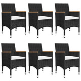 7 Piece Garden Dining Set Black