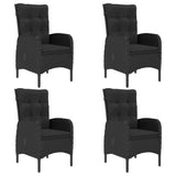 5 Piece Garden Dining Set Black