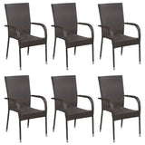7 Piece Garden Dining Set Brown