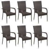7 Piece Garden Dining Set Brown - Front View