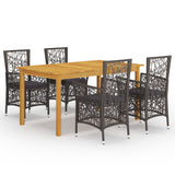 5 Piece Garden Dining Set Brown