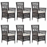 7 Piece Garden Dining Set Brown