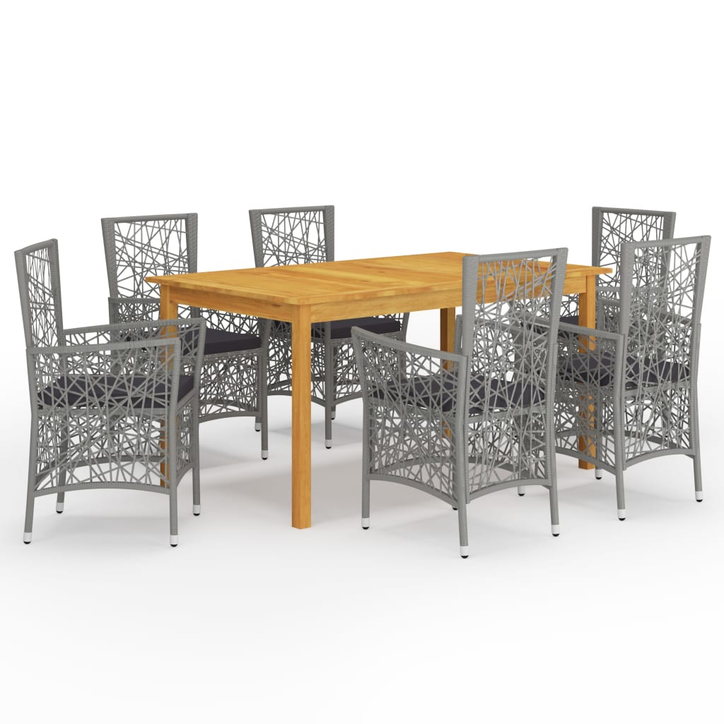 7 Piece Garden Dining Set Grey