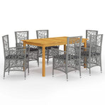 7 Piece Garden Dining Set Grey