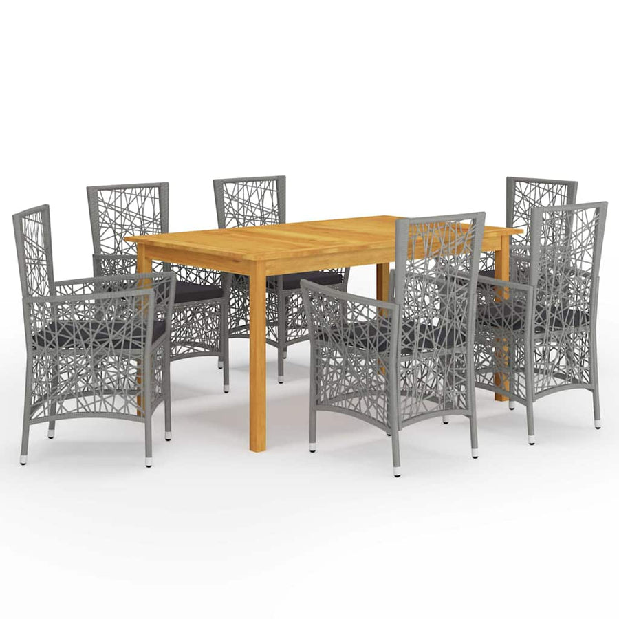 7 Piece Garden Dining Set Grey