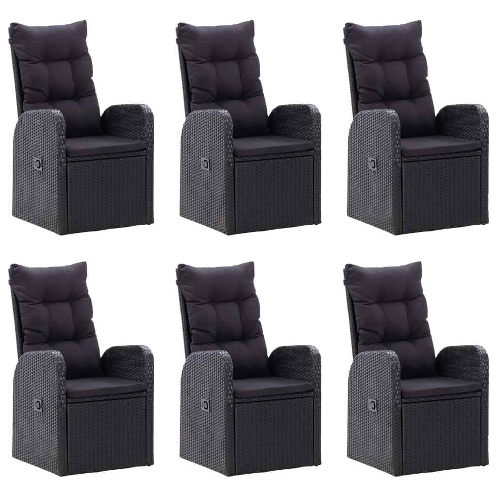 7 Piece Garden Dining Set Black