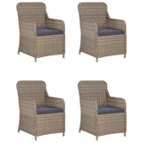 5 Piece Garden Dining Set Brown - 45-Degree Angle