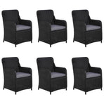 7 Piece Garden Dining Set Black