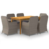 7 Piece Garden Dining Set Brown