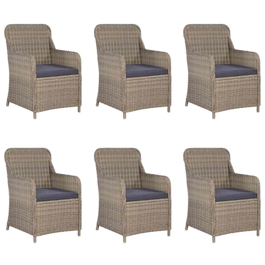 7 Piece Garden Dining Set Brown