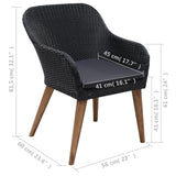 5 Piece Garden Dining Set Black - Extra Image