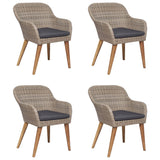 5 Piece Garden Dining Set Brown - 45-Degree Angle