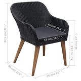 7 Piece Garden Dining Set Black - Extra Image