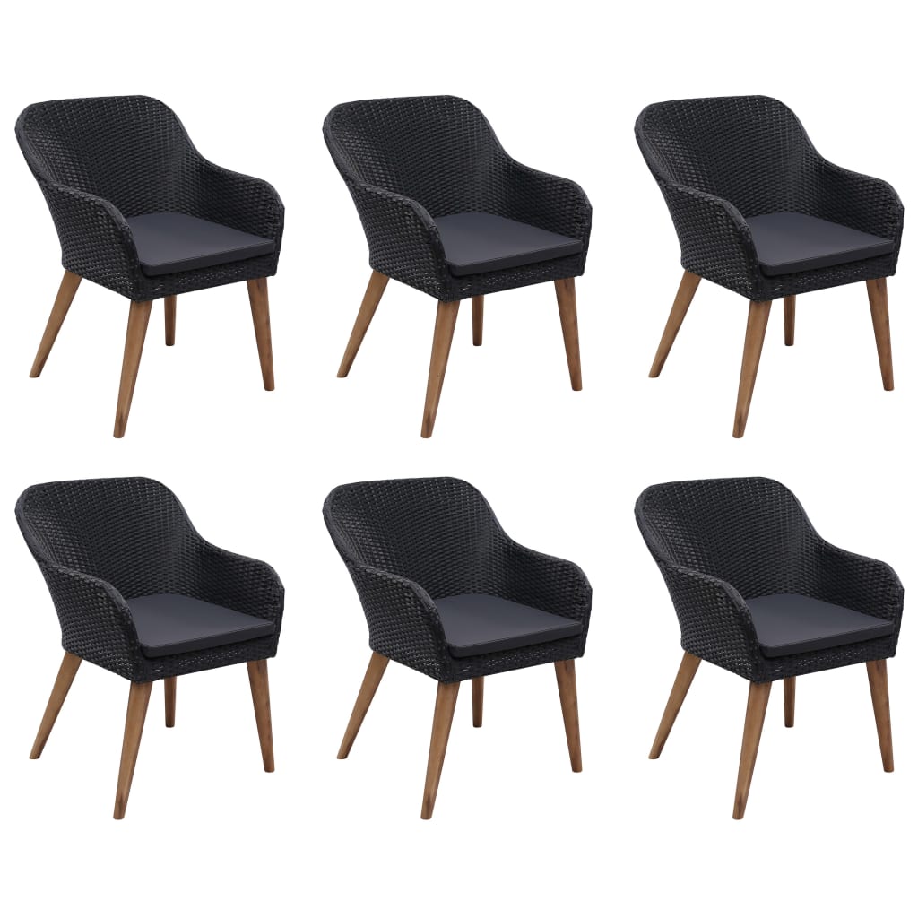 7 Piece Garden Dining Set Black