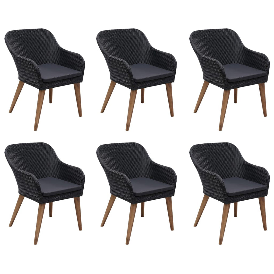7 Piece Garden Dining Set Black