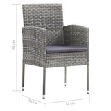 5 Piece Garden Dining Set Grey - Close-Up Angle