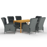 7 Piece Garden Dining Set Light Grey
