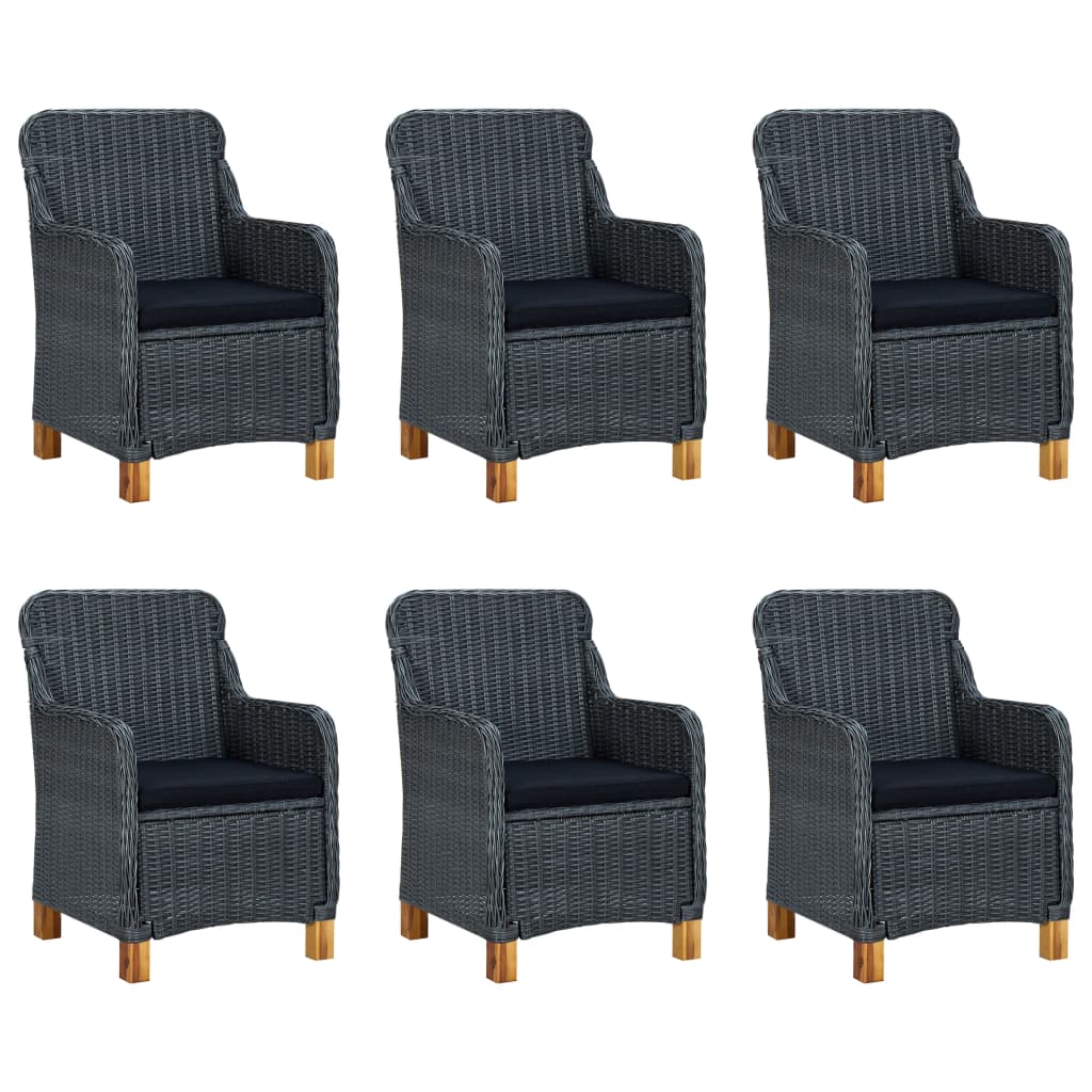 7 Piece Garden Dining Set Dark Grey