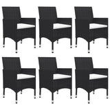 7 Piece Garden Dining Set Black - 45-Degree Angle