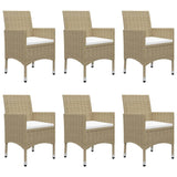 7 Piece Garden Dining Set Beige - 45-Degree Angle