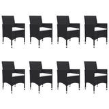 9 Piece Garden Dining Set Black - 45-Degree Angle
