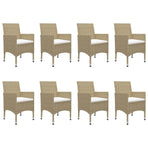 9 Piece Garden Dining Set Beige