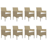 9 Piece Garden Dining Set Beige - 45-Degree Angle
