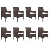 9 Piece Garden Dining Set Brown - 45-Degree Angle