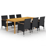 7 Piece Garden Dining Set Black