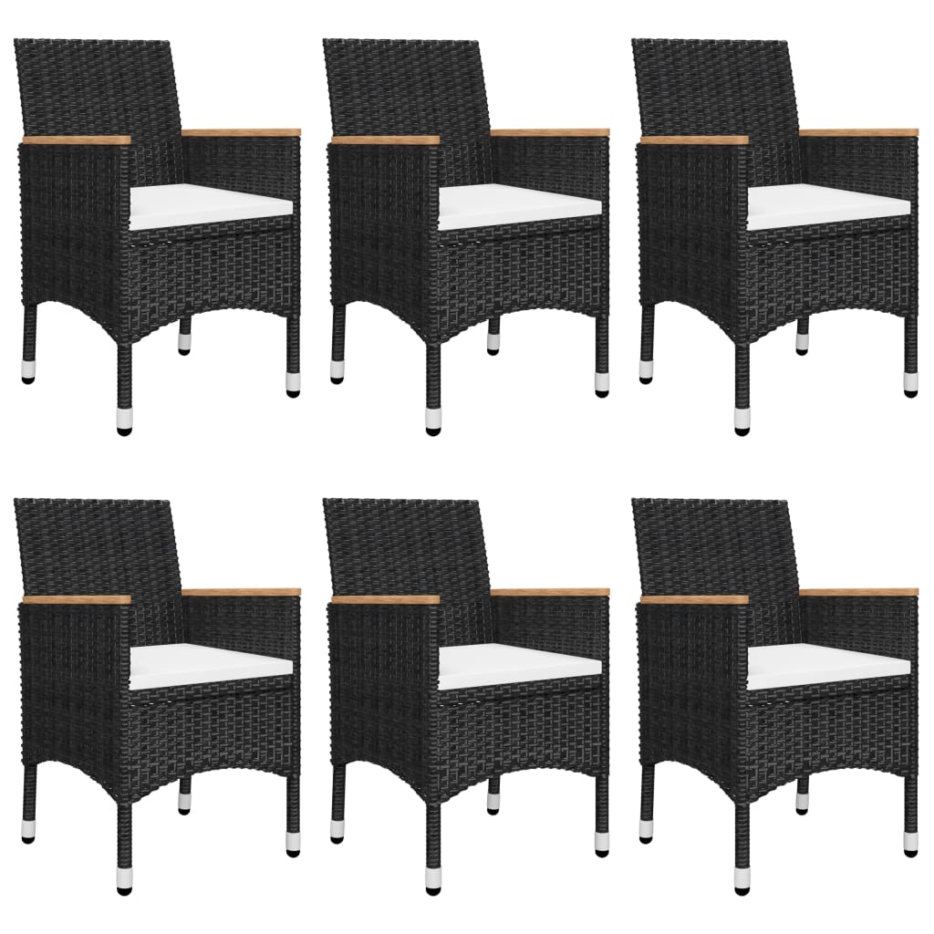7 Piece Garden Dining Set Black