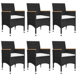 7 Piece Garden Dining Set Black
