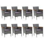 9 Piece Garden Dining Set Grey