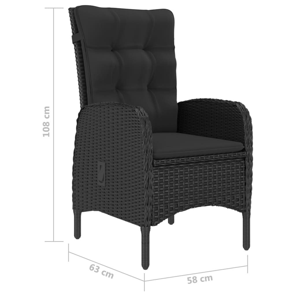 9 Piece Garden Dining Set Black