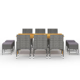 11 Piece Garden Dining Set Grey - Front View