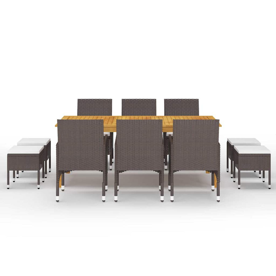 11 Piece Garden Dining Set Brown