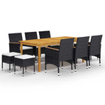 11 Piece Garden Dining Set Black
