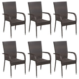 7 Piece Garden Dining Set Brown - 45-Degree Angle