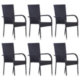 7 Piece Garden Dining Set Black - 45-Degree Angle