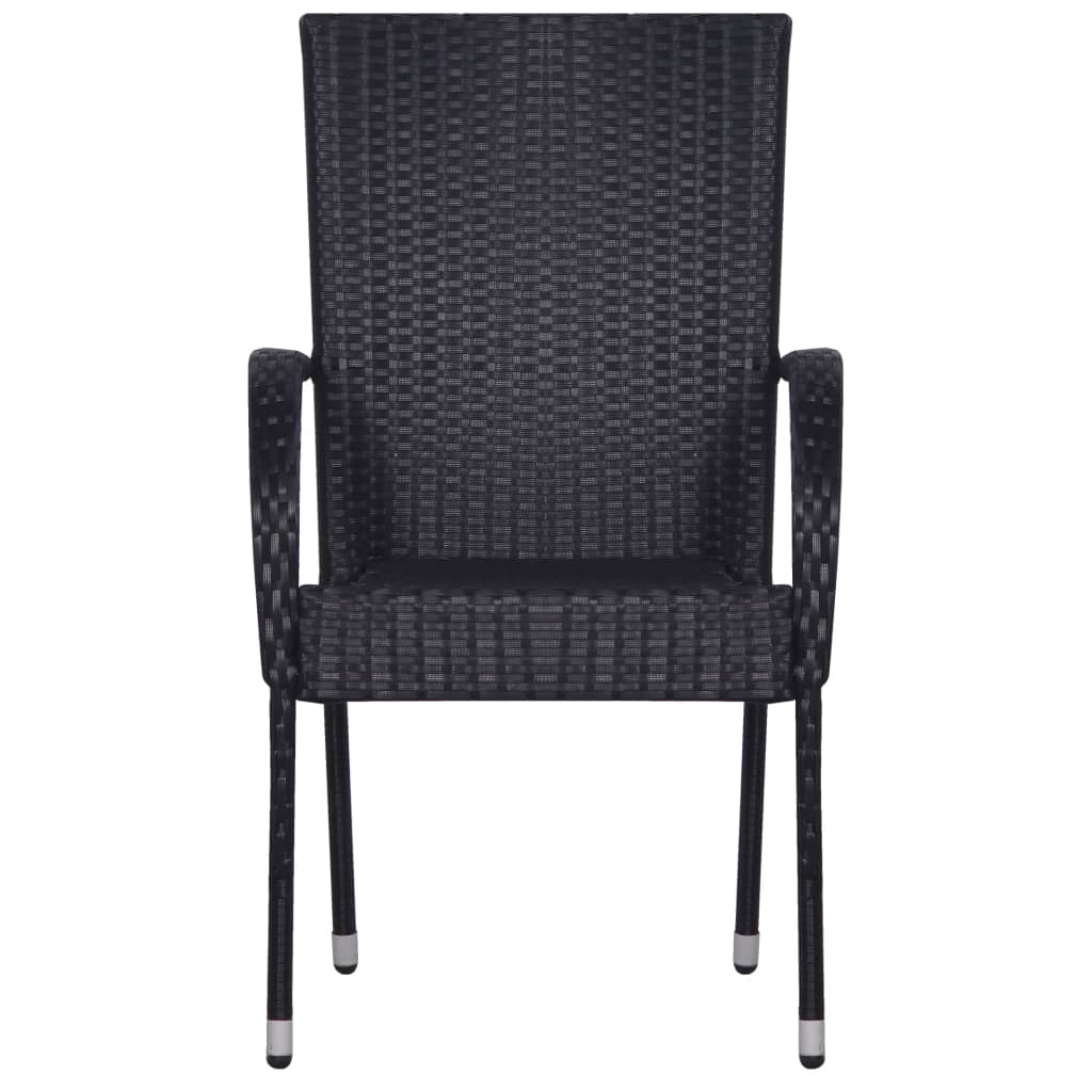 7 Piece Garden Dining Set Black