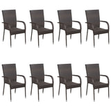 9 Piece Garden Dining Set Brown