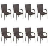 9 Piece Garden Dining Set Brown - 45-Degree Angle