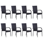 9 Piece Garden Dining Set Black