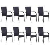 9 Piece Garden Dining Set Black - 45-Degree Angle