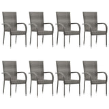 9 Piece Garden Dining Set Grey - 45-Degree Angle